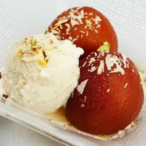 Gulab jaman with ice Cream (2 pieces)